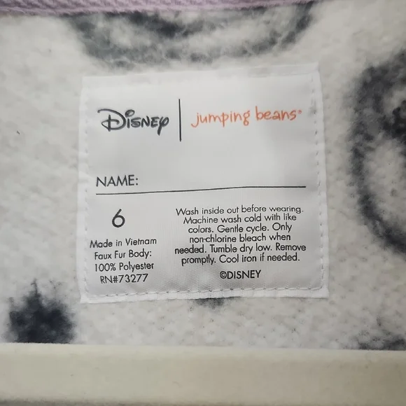 Disney Jumping Beans Fleece Jacket - Black and White Size 6. - Picture 2 of 7
